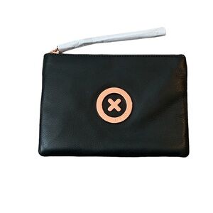 NWT Mimco Supernatural black wristlet wallet zipper rose gold 8 x 5